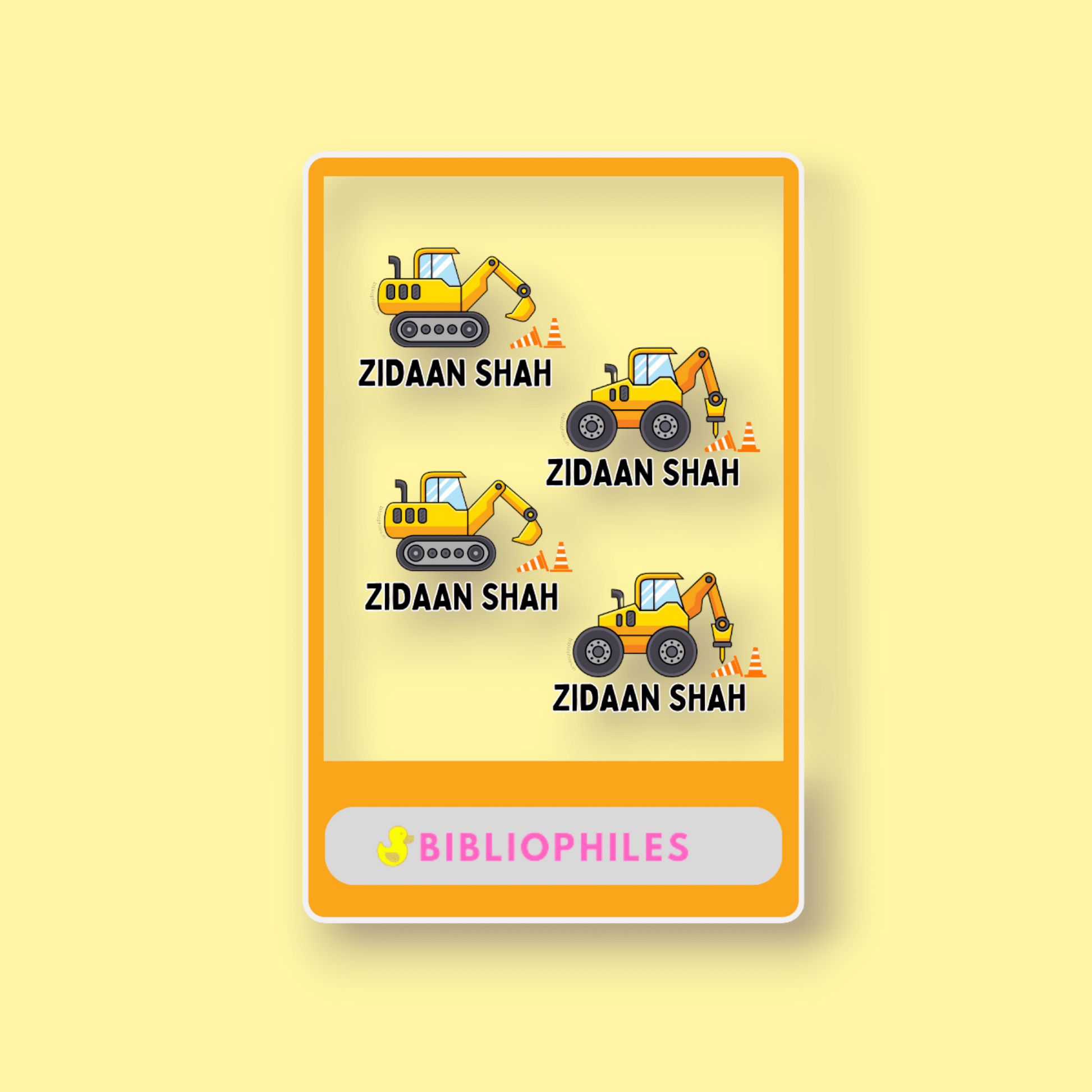 Transparent Labels - Construction (Personalised) - Bibliophiles