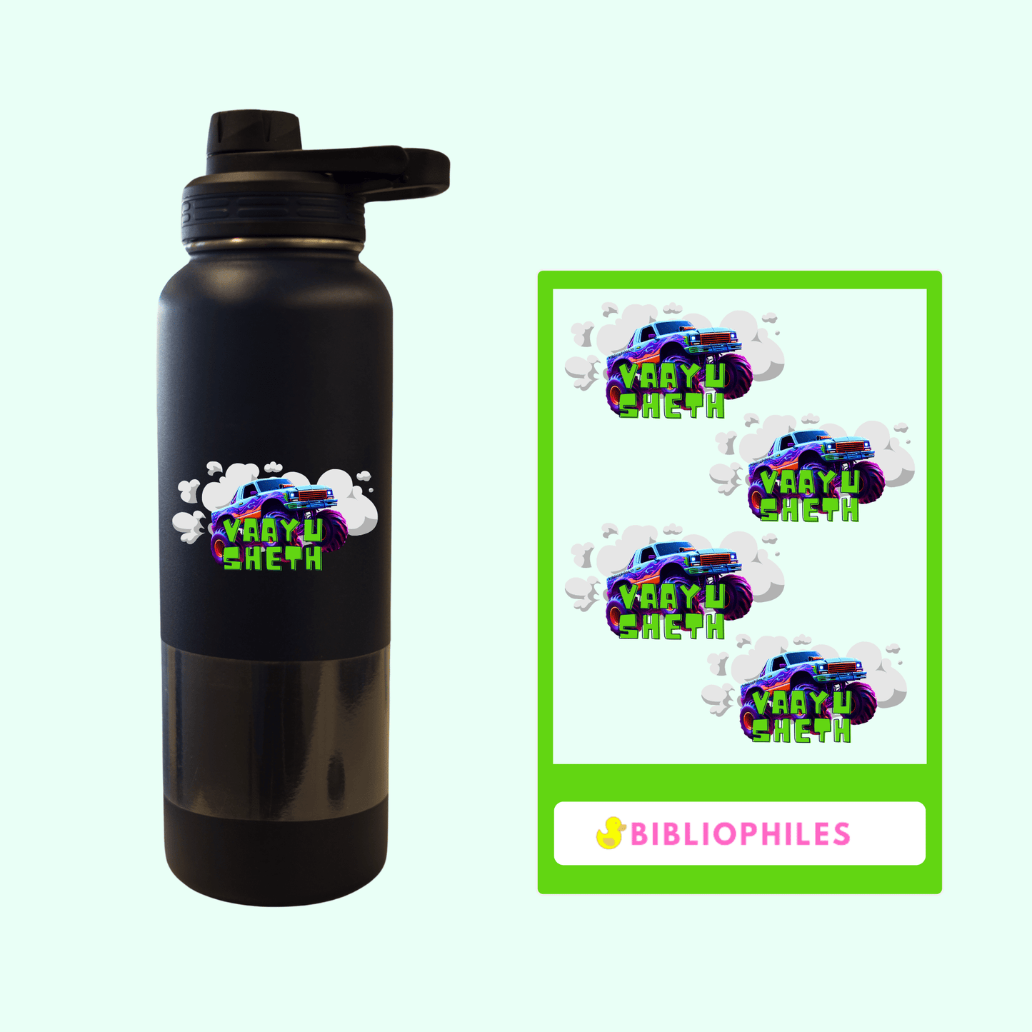 Transparent Labels - Monster Truck (Personalised) - Bibliophiles