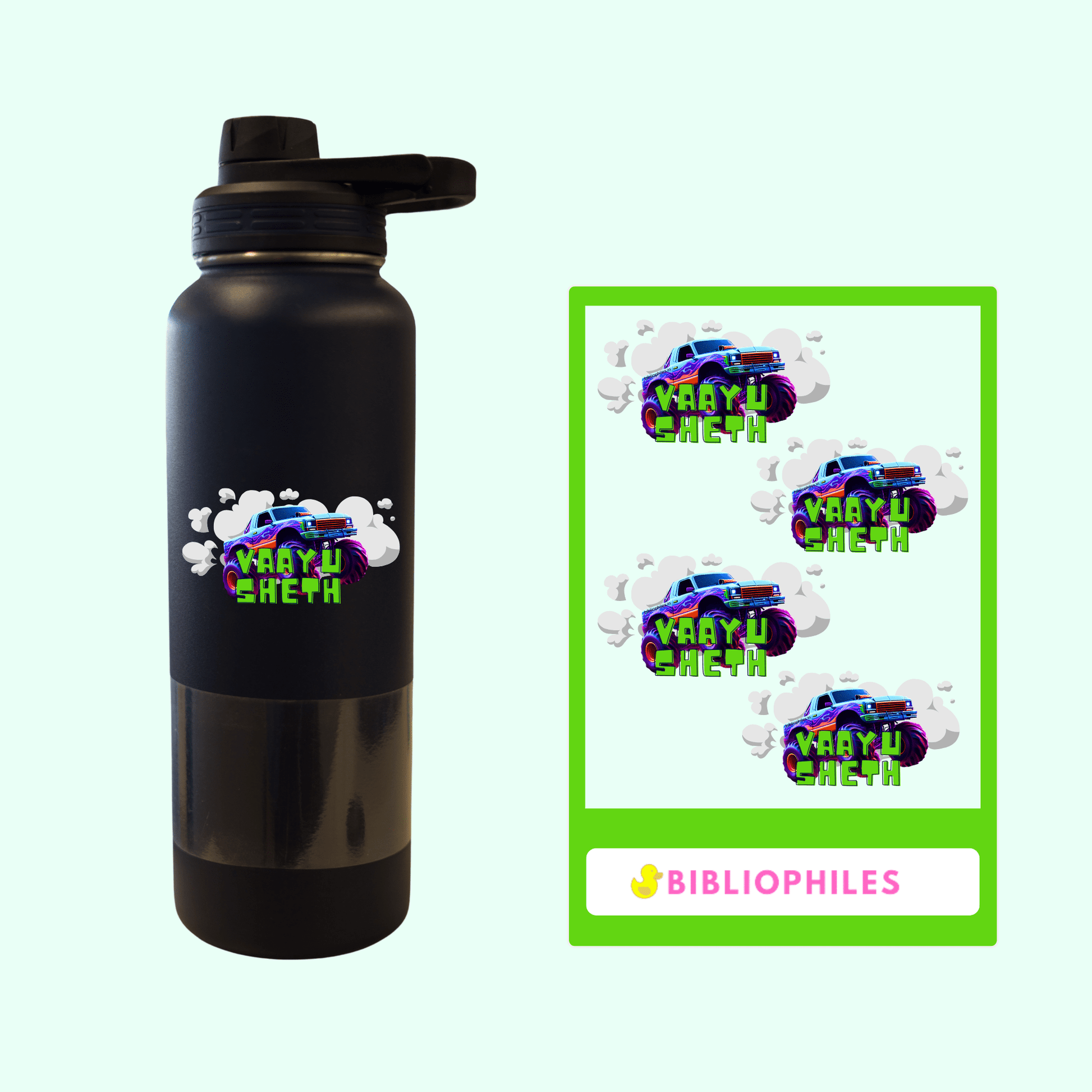 Transparent Labels - Monster Truck (Personalised) - Bibliophiles