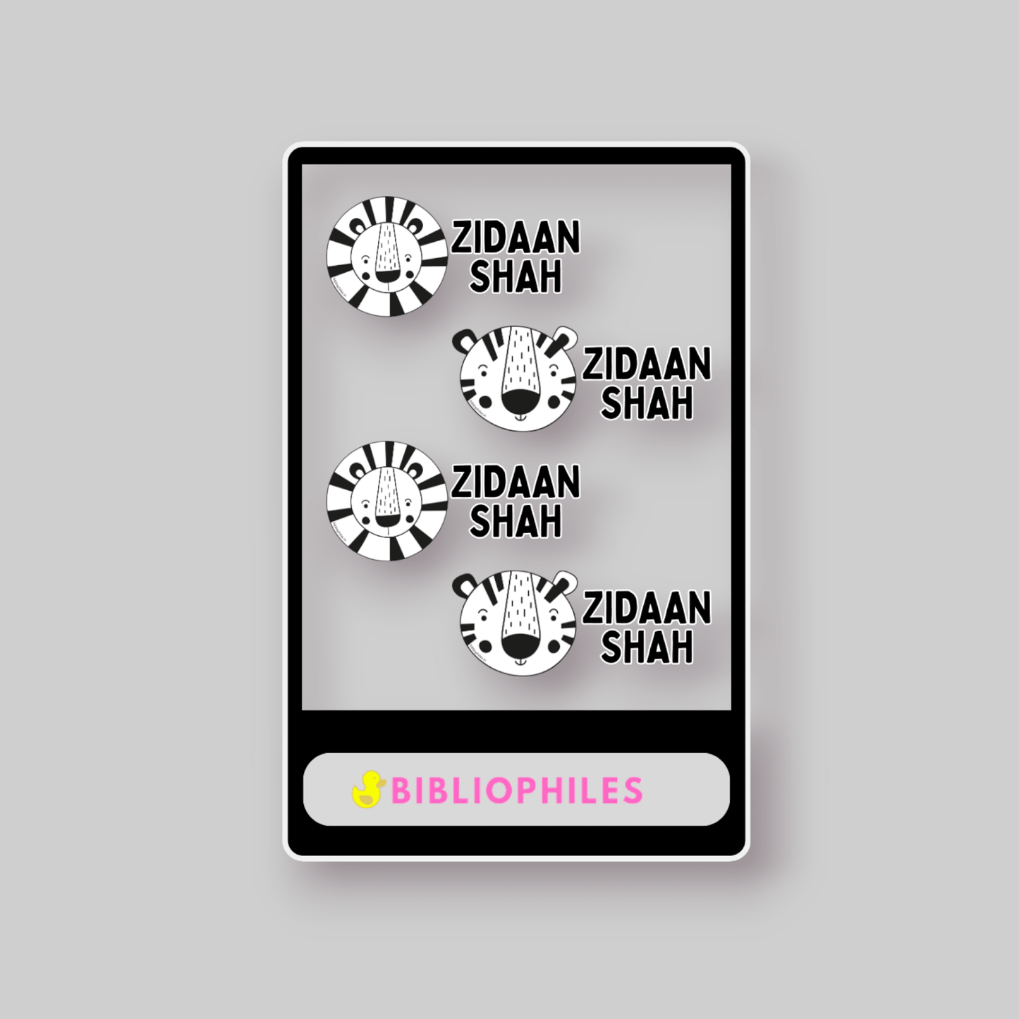 Transparent Labels - Wild BW (Personalised) - Bibliophiles