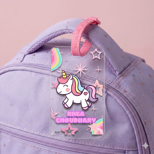 Writable Bag Tags - Baby Unicorn ( Pack of 2) - Bibliophiles