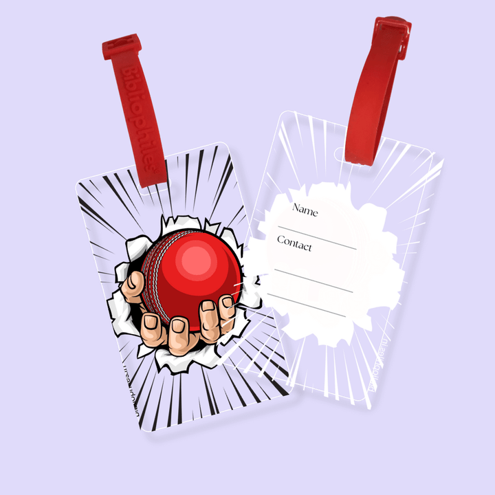 Personalized tags for school bags cricket style