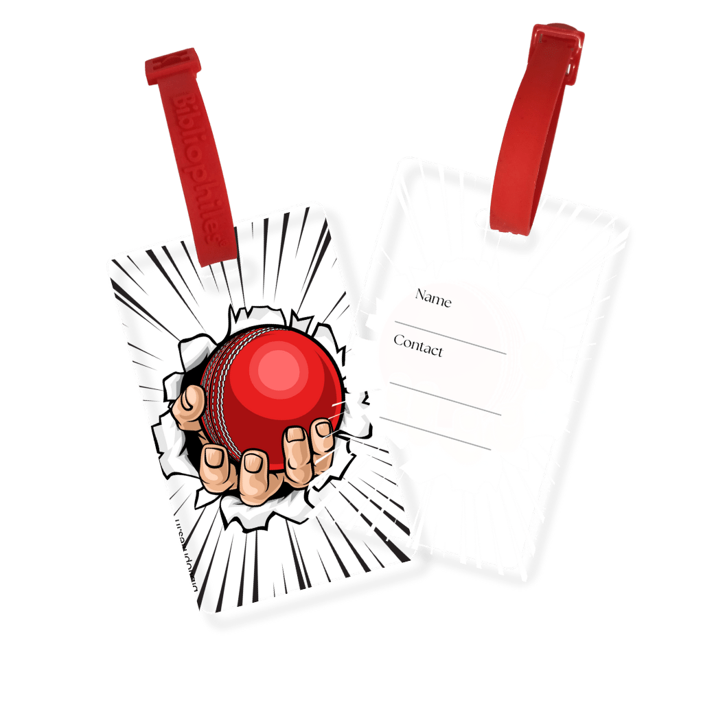 Personalized bag tags for kids cricket design