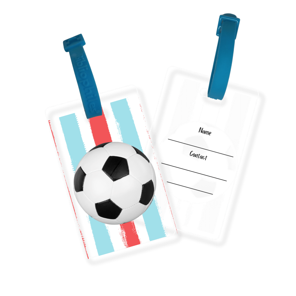 Personalized bag tags for kids football design