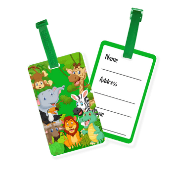 Personalized bag tags for kids jungle design