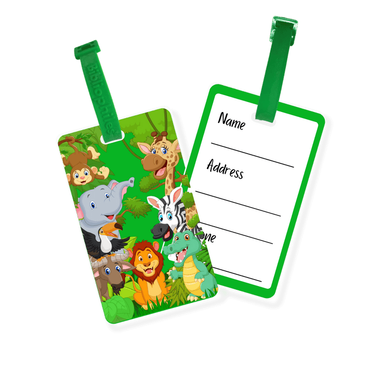 Personalized bag tags for kids jungle design