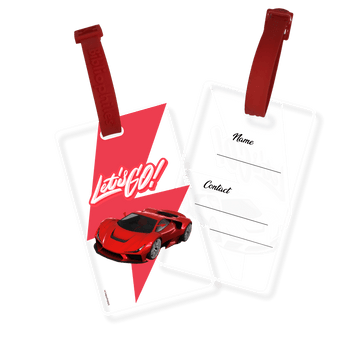 Transparent bag tags for kids racecar style