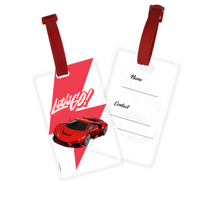 Transparent bag tags for kids racecar style