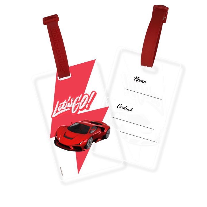 Transparent bag tags for kids racecar style