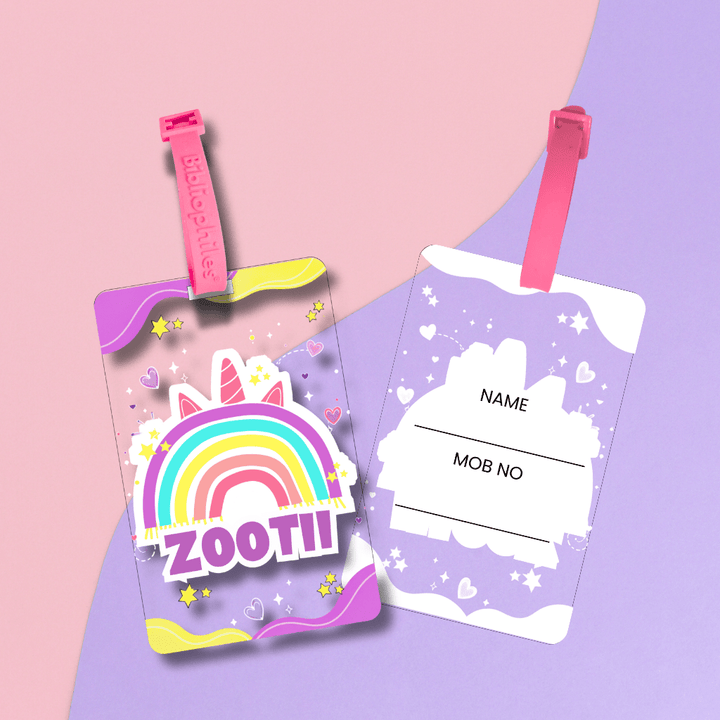 Personalised Bag Tags for Kids India – Rainbow Design | Zootii by Bibliophiles