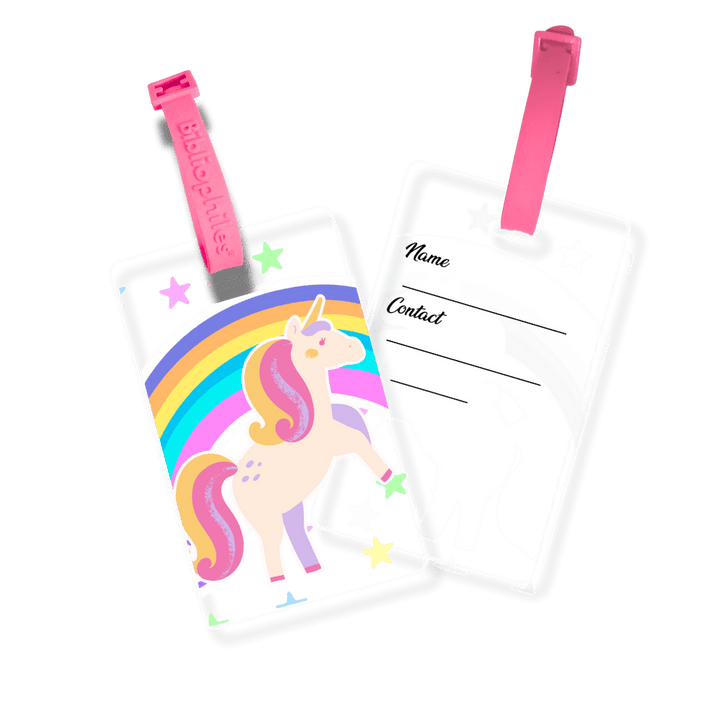 Writable Bag Tags - Rainbow Unicorn ( Pack of 2) - Bibliophiles