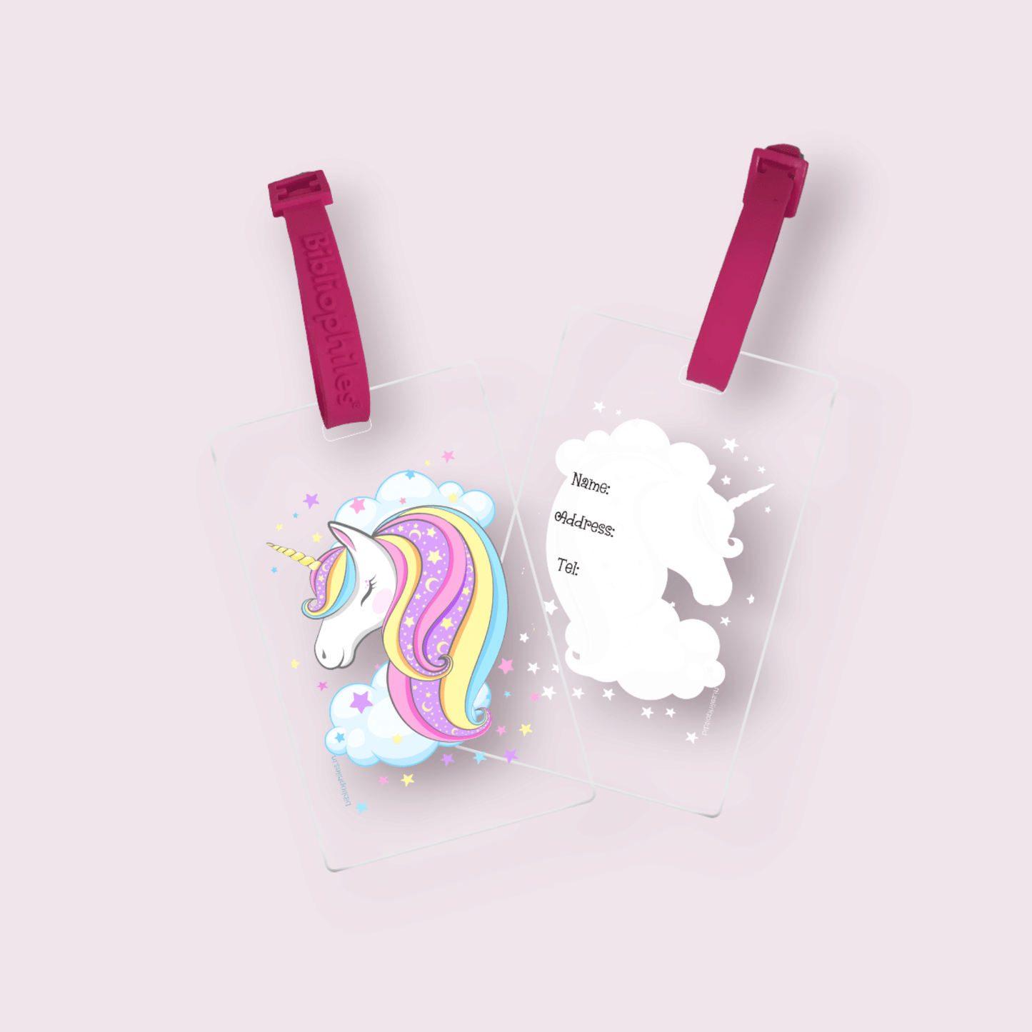 Personalized bag tags for kids unicorn design