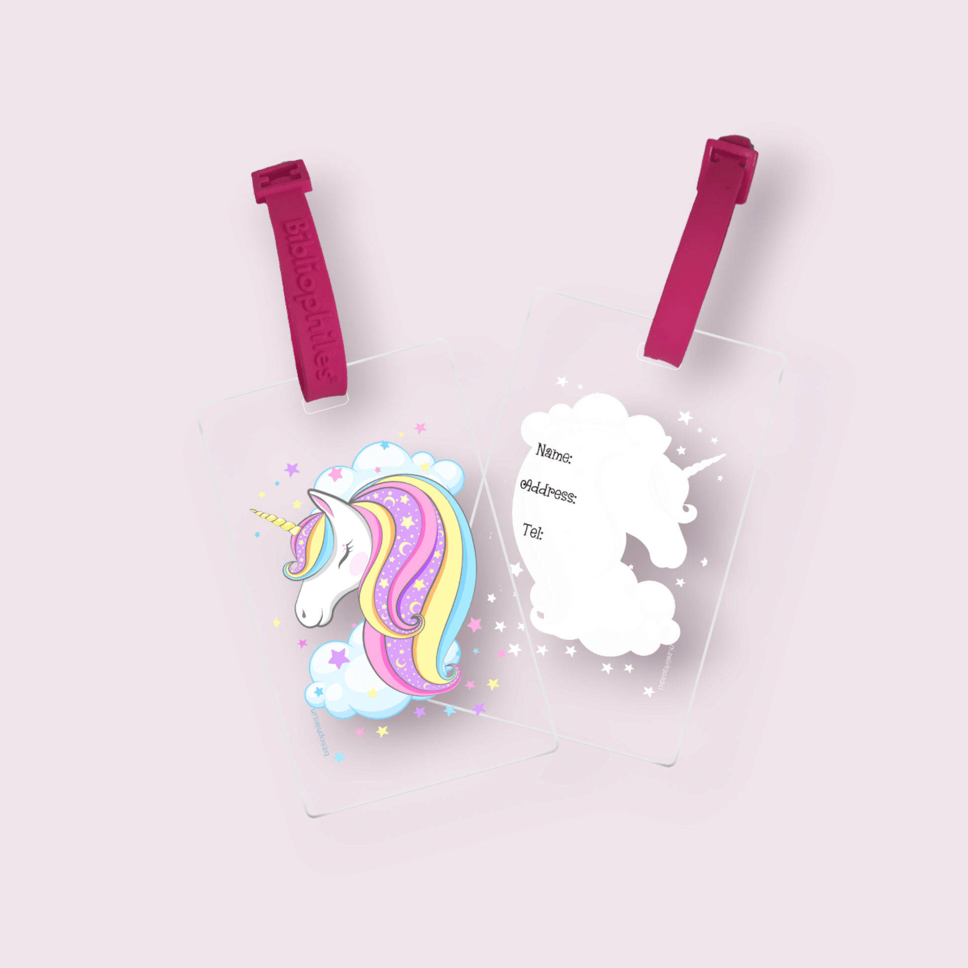Personalized bag tags for kids unicorn design