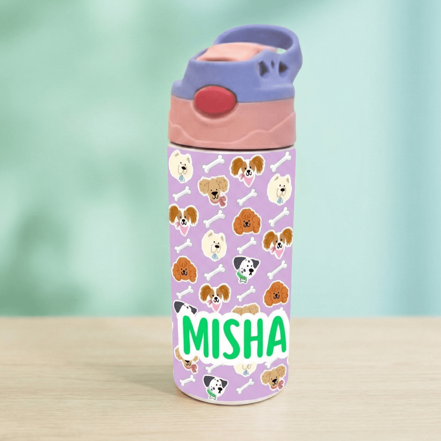 Zootii Personalised Water Bottle (Puppies - PinkBlue) - Bibliophiles