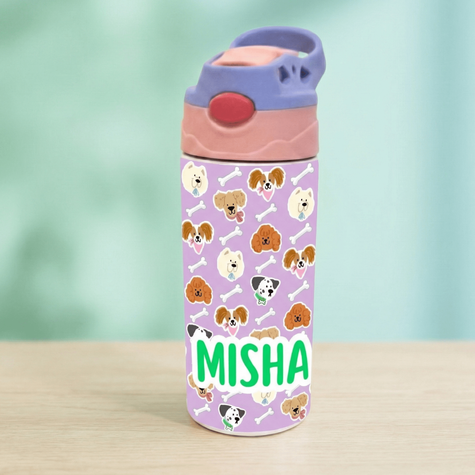 Zootii Personalised Water Bottle (Puppies - PinkBlue) - Bibliophiles