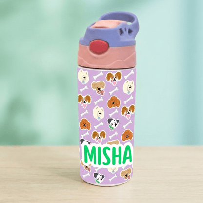 Zootii Personalised Water Bottle (Puppies - PinkBlue) - Bibliophiles