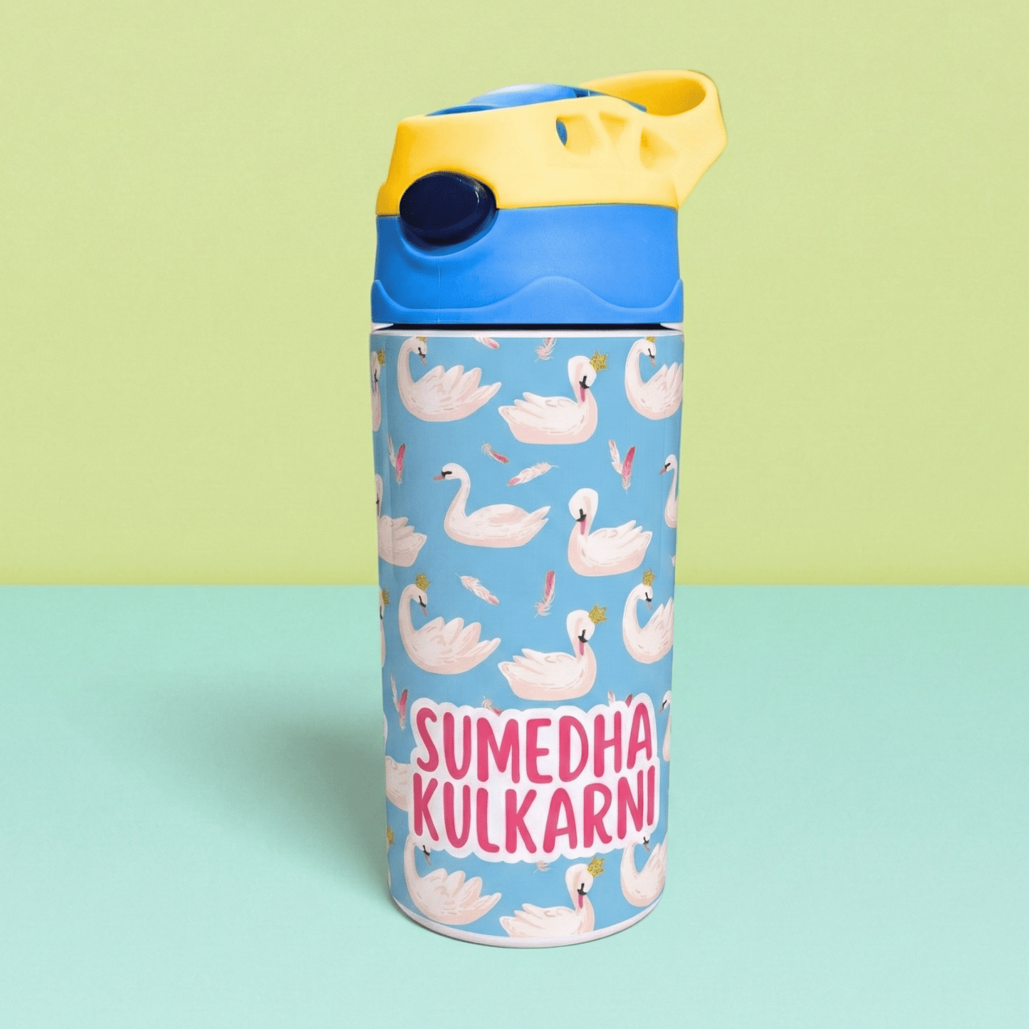 Zootii Personalised Water Bottle (Swan - Blue) - Bibliophiles