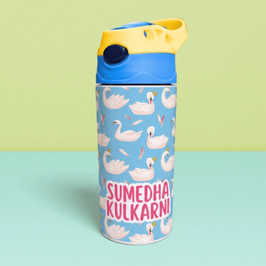 Zootii Personalised Water Bottle (Swan - Blue) - Bibliophiles